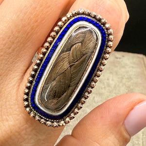 Bague de deuil Géorgienne ancienne en or rose 14 carats et émail