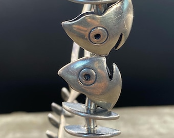 Rare Antonio Pineda Taxco Sterling Silver Fishbone Necklace - Signed