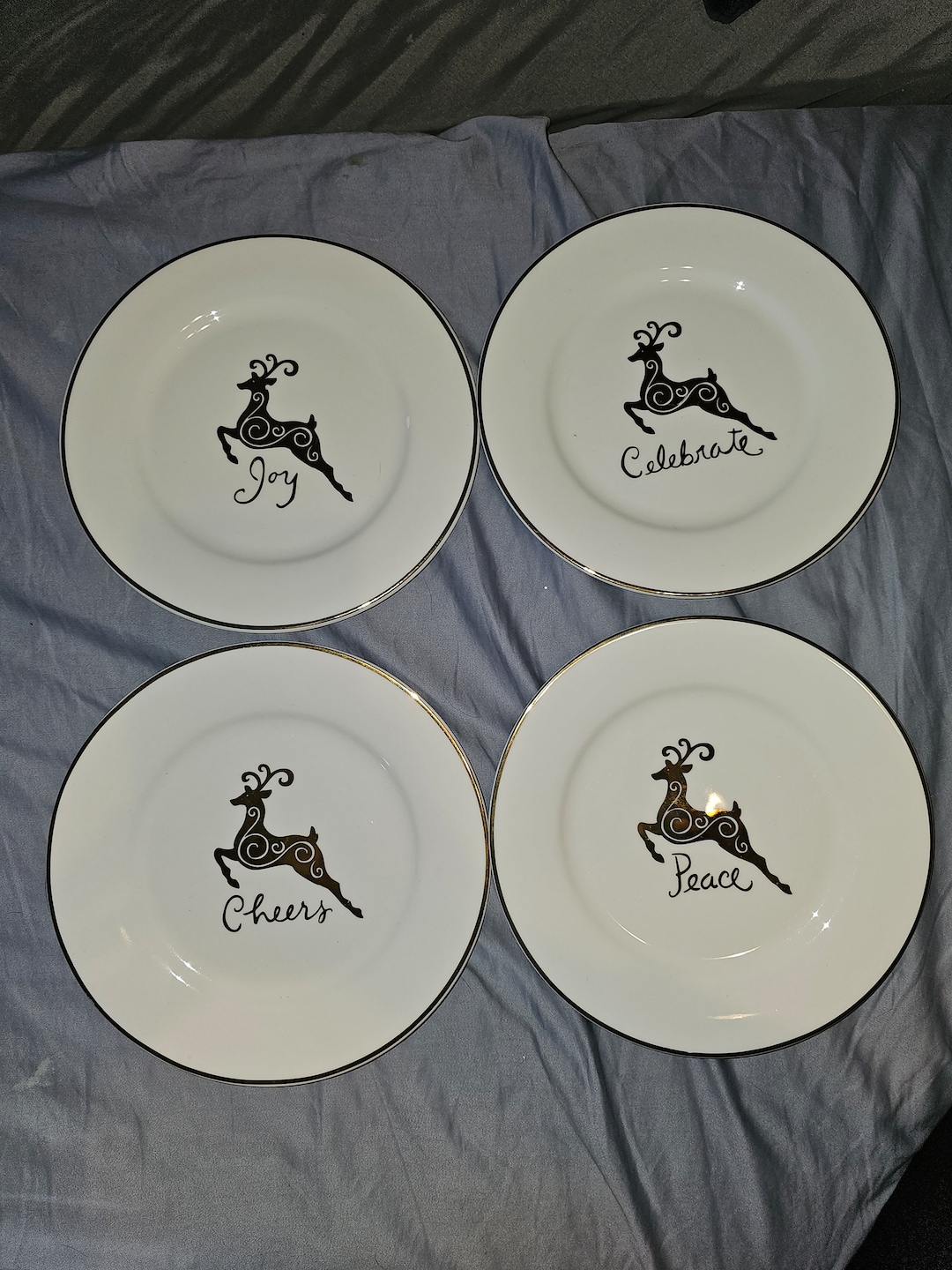 Set of 4 Gibson Housewares Celebration Dessert Plates Etsy