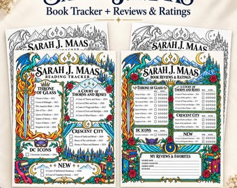 Sarah J. Maas Reading Tracker Printable | Book Club Checklist, Reviews & Ratings | Romantasy Reading Log | Instant Download PDF