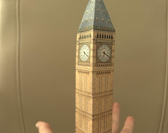 Colored Printable London Big Ben 3D Paper Model Houses Paper templates, crafting kit PDF Instant Download