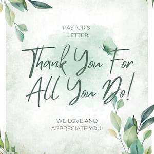 Pastor Appreciation Letter: Clergy Thank You Gift (Digital Download)
