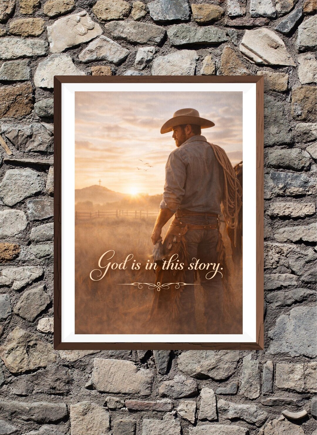 Rustic Christian Quote Cowboy Wall Art, Christian Western Farmhouse Decor, God is in This ...