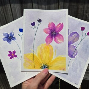 Oryginalny zestaw 3 kartek akwarelowych malowanych ręcznie, botaniczny zestaw kartek okolicznościowych na każdą okazję, parapetówkę, chrzest, podziękowania