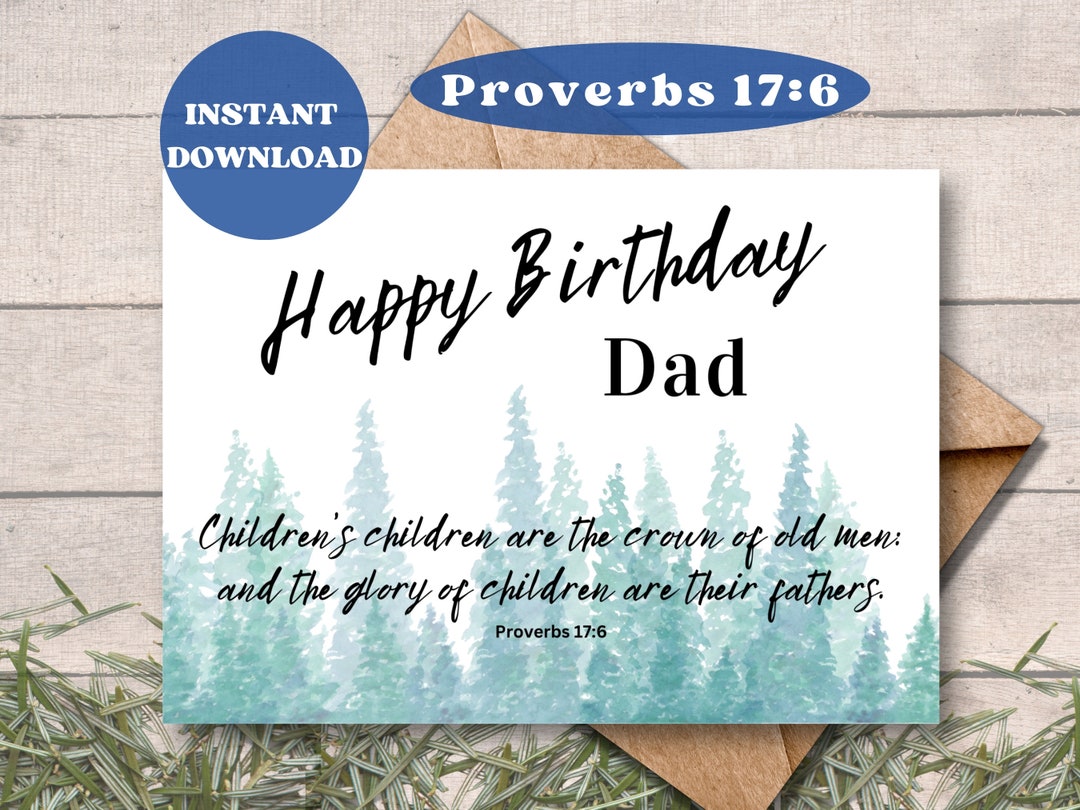 Printable Birthday Card for Dad, Christian Birthday Card, Scripture ...