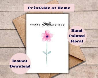 Watercolor Floral Mother's Day Card: Printable Gift (PDF)