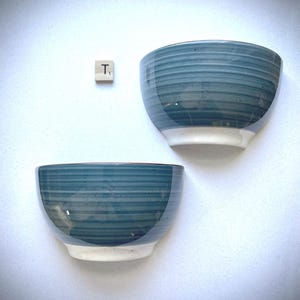 Blue Striped Mosaic Focal Bowl Halves – Stoneware