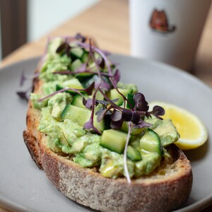 Delicious avocado toast, made from our delicious sourdough bread fermented with our sourdough starter