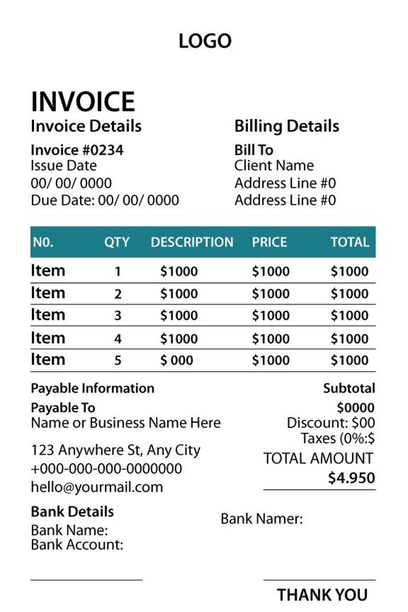 Editable Invoice Template Bundle: Vector Design (ai, Eps, Svg, Pdf ...