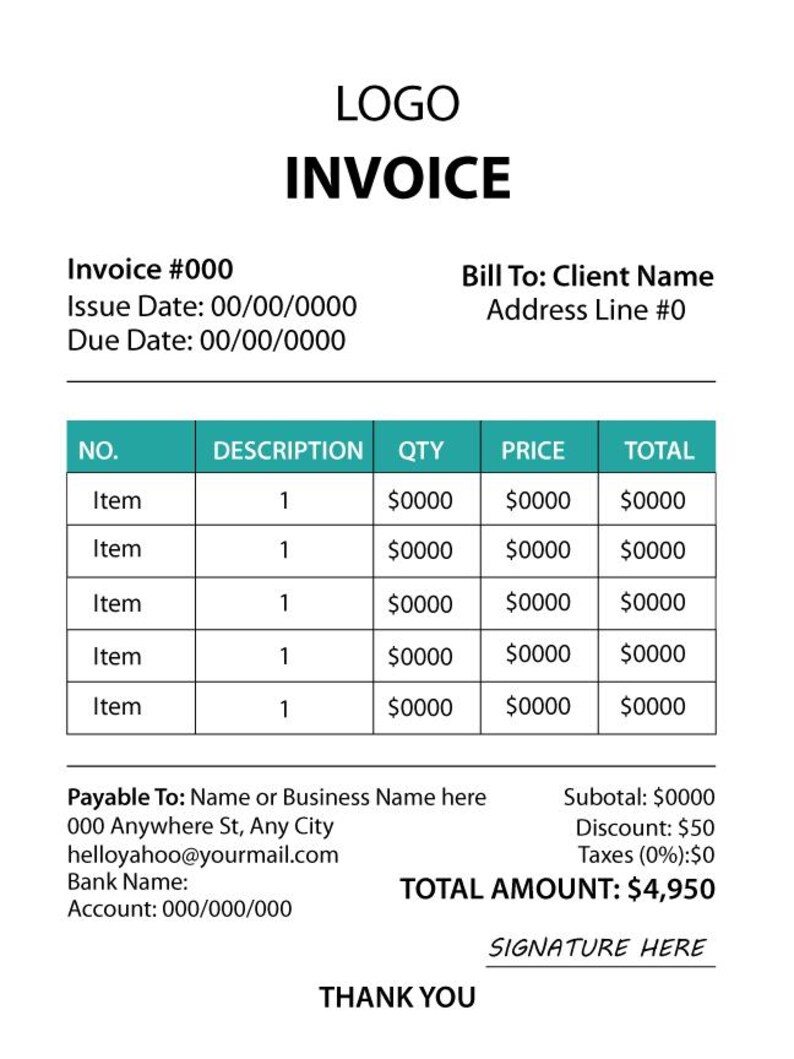 Editable Invoice Template Bundle: Vector Design (ai, Eps, Svg, Pdf ...