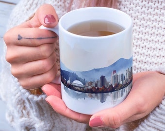 Vancouver Skyline Coffee Mug | Great gift idea for a Canadian outdoor, travel, nature or adventure lover!