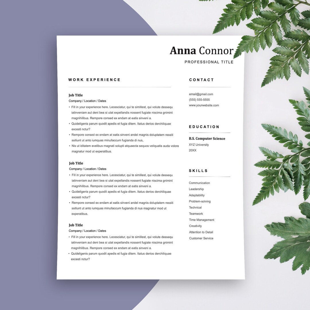 Minimalist Resume & Cover Letter - Word, Indesign, Google Docs - Clean ...