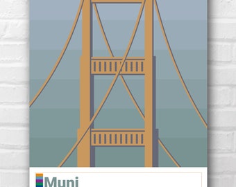 Mid-Century Modern San Francisco Transit Wall Print - Bridge