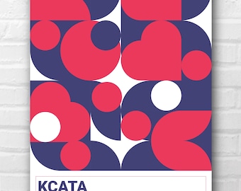 Mid-Century Modern Kansas City Transit Print - Hearts