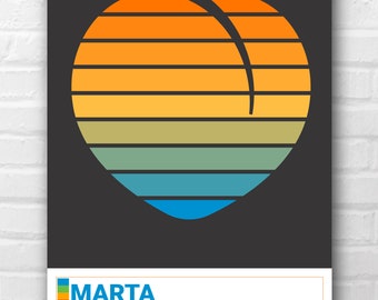 Mid-Century Modern Atlanta Transit Print - Peach