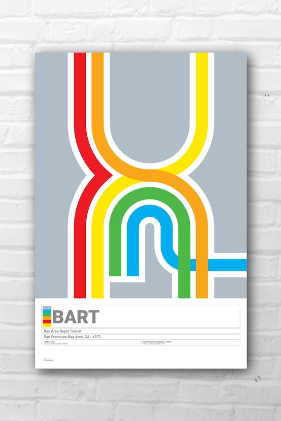 Mid-Century Modern San Francisco Bay Area Transit Wall Print- Cross