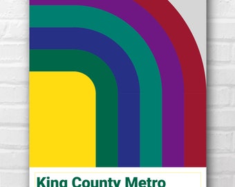 Mid-Century Modern King County Metro Transit (Seattle) Print - Rainbow
