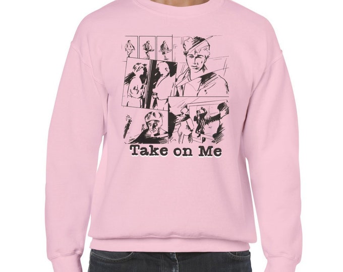 A ha Take on Me Unisex Heavy Blend Crewneck Sweatshirt, A-ha Take on Me Movie Poster Sweater, Vintage 80s Movie Graphic Sweatshirt
