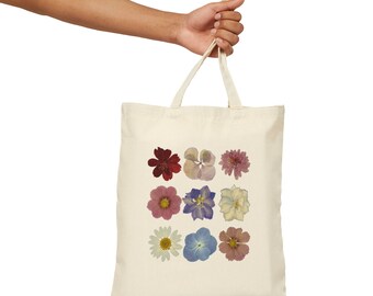 Wild flower Tote Bag Farmers Market Bag Wildflower Bag Pressed Flower Tote Bag Reusable Grocery Bag Foldable Reusable Shopping Bag Foldable