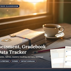 Teacher Gradebook Printable, Assessment Tracker Template, Fillable PDF Standards Mastery Tracker, Rubric Builder Digital Download