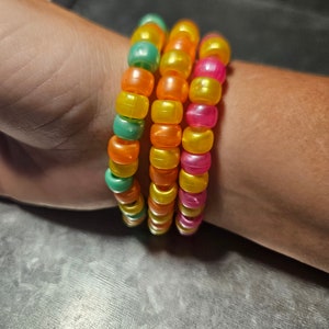 Warm colors stretch beaded bracelet set