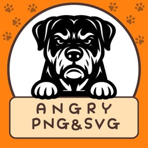 Rottweiler SVG PNG Bundle | Happy & Angry Dog Faces | Cute Line Art for ...
