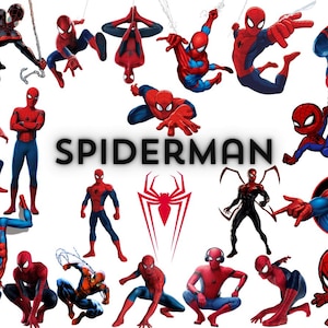 Può includere: Una collezione di 25 immagini clipart digitali con Spiderman in varie pose. Le immagini sono in formato PNG e SVG. Le immagini sono perfette per l'artigianato, lo scrapbooking e altri progetti creativi.