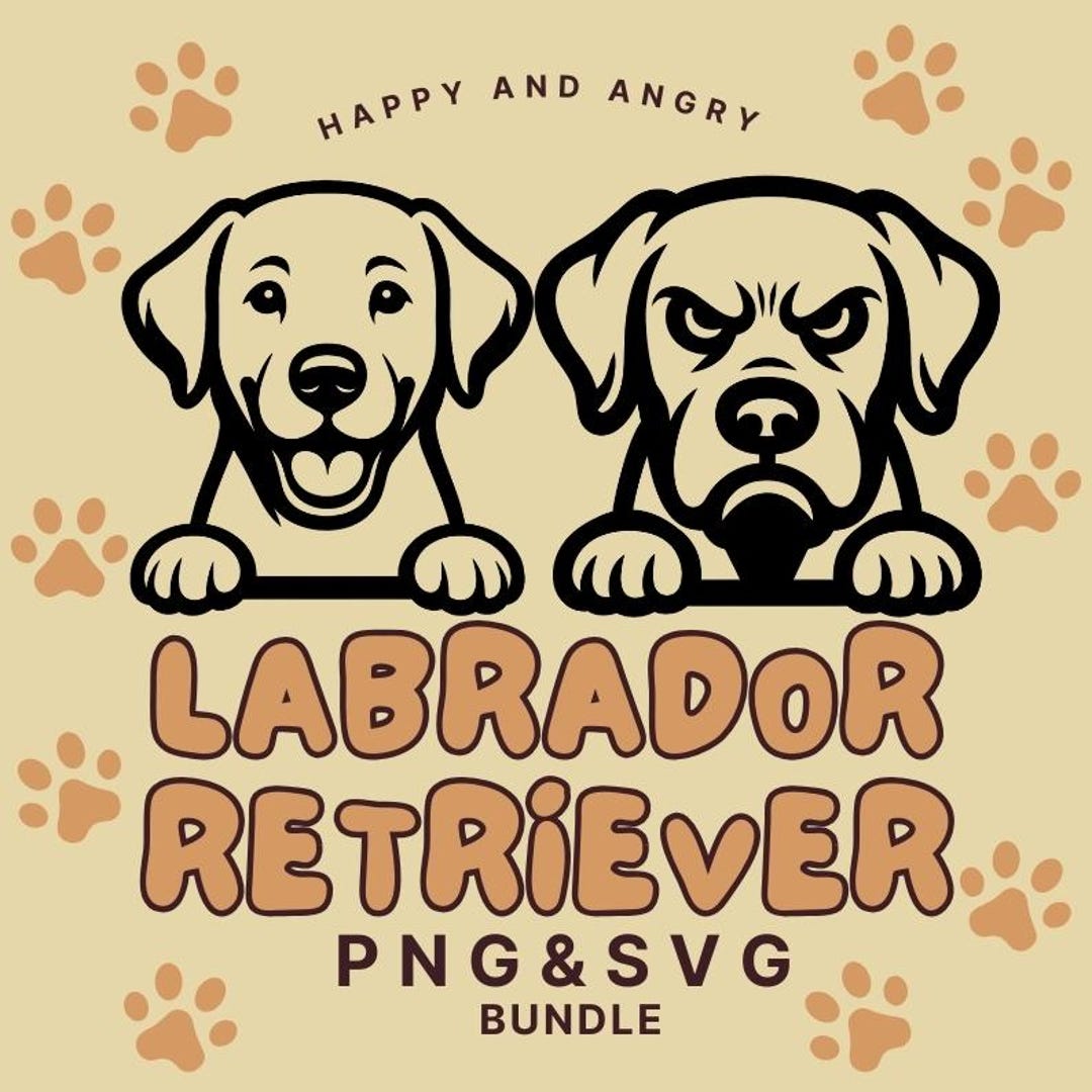 Labrador Retriever SVG PNG Bundle | Happy & Angry Dog Faces | Cute Line ...