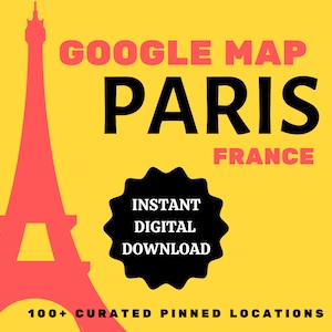 Paryż, Francja Natychmiastowe pobieranie cyfrowe Mapa Google Planer podróży Przewodnik po podróży