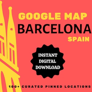Barcelone, Espagne Téléchargement numérique instantané Google Map Travel Planner Trip Guide