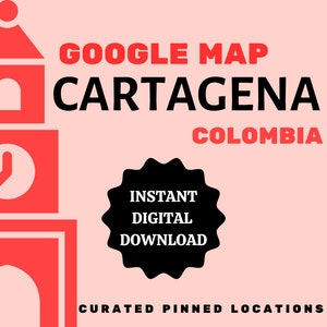 Cartagena, Kolumbia Natychmiastowe pobieranie cyfrowe Mapa Google Planer podróży Przewodnik po podróży