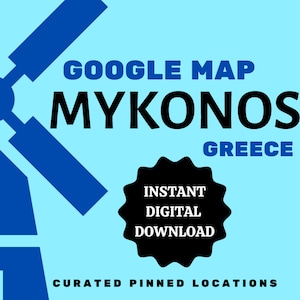 Mykonos, Grécia Download digital instantâneo do Google Map Travel Planner Guia de viagem