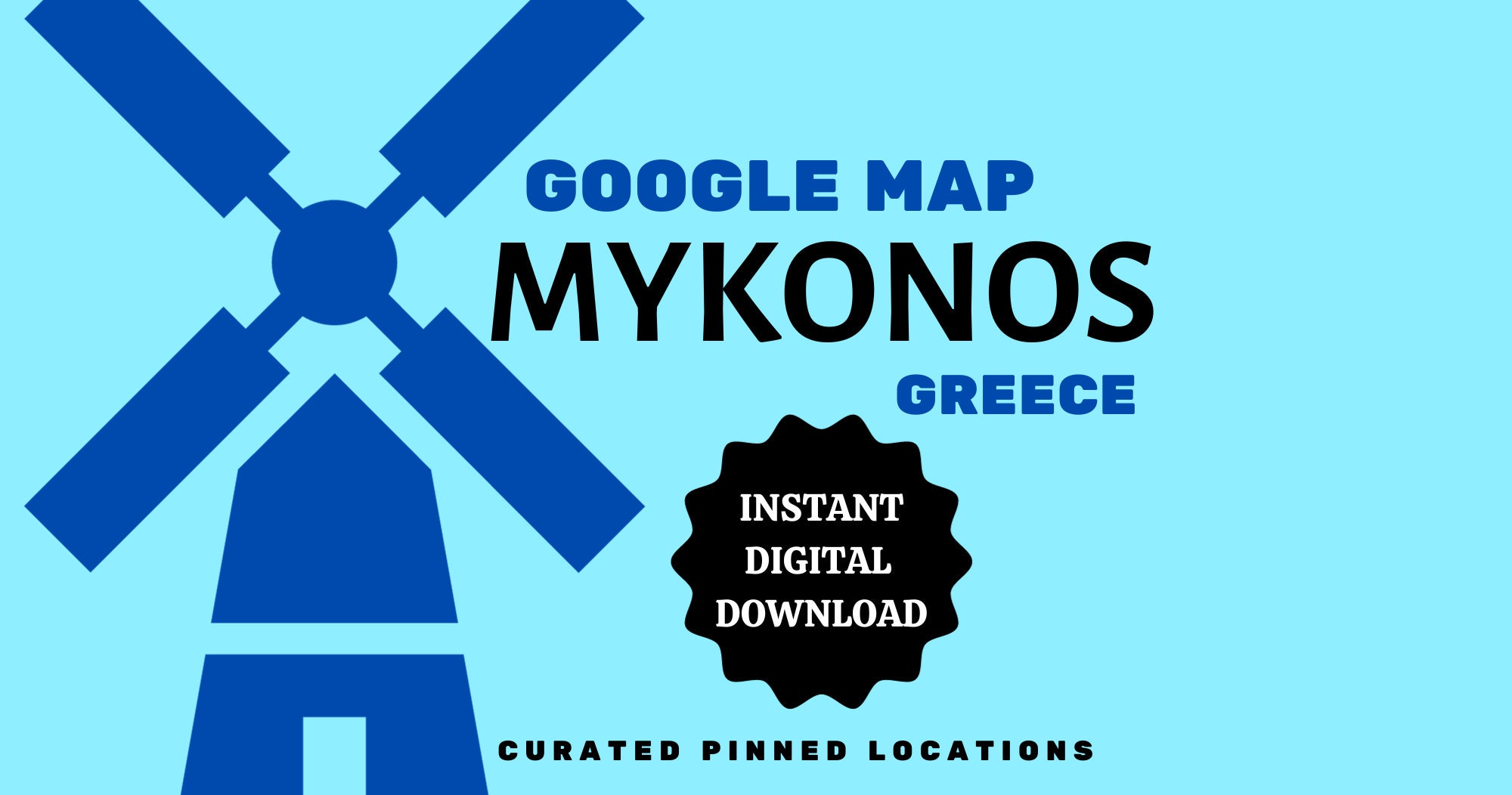 Mykonos, Griechenland Sofortiger digitaler Download Google Map Travel Planner Trip Guide