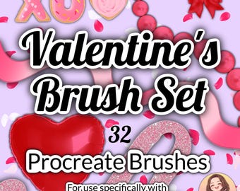 32 Valentine's Procreate Brushes, iPad Art (Digital Download)