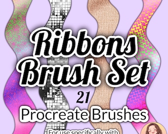21 Ribbon Procreate Brushes, iPad Art (Digital Download)