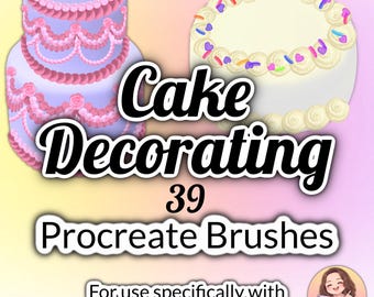 39 Cake Decorating Procreate Brushes, iPad Illustration (Digital Download)
