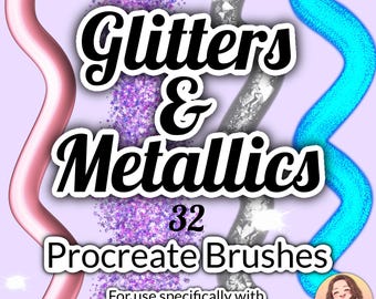 32 Glitters & Metallics Procreate Brushes, iPad Illustration (Digital Download)