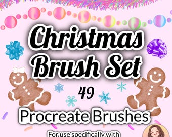 49 Christmas Procreate Brush Set, Festive Illustration Brushes (Digital Download)