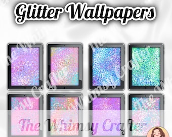 Glitter Wallpapers, phone/tablet wallpapers, digital download, set of 8