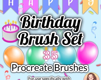 35 Birthday Procreate Brushes, iPad Art (Digital Download)