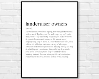 DIGITALE DIVERTENTE Toyota Land Cruiser Proprietario definizione Landcruiser Wall Art, Poster, Classico 4x4 Appassionato Decor, Amante dell'auto presenti idee regalo