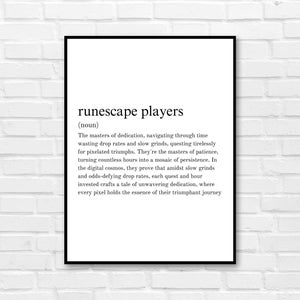 GEDRUKT Runescape-spelers definitie muurkunst Old School Runescape OSRS Old Schoolr Runescape-posters gaming gamer kamer Inspo-ideeën