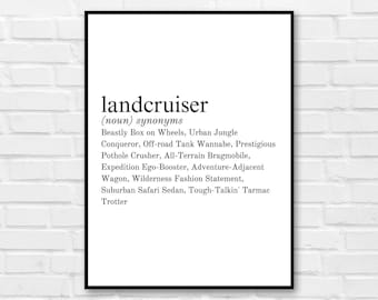 STAMPATO DIVERTENTE Toyota Landcruiser Sinonimi Poster Art, Divertente poster 4WD, Divertente arte da parete Landcruiser, Arte 4X4, Presente, Regalo, Appassionato di auto