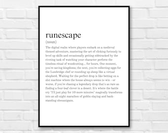 Definizione di Runescape STAMPATA, oggetti da collezione di Runescape, Runescape 3, Old School Runescape OSRS Poster Old School Runescape, regalo, presente.