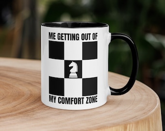 Tazza regalo divertente per gli scacchi Giocatore "Comfort Zone", Grandi regali per i giocatori di scacchi, Tazza per scacchi con cavaliere ironico Citazione del gioco da tavolo per scacchi, Decorazione per la casa degli scacchi