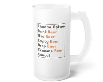 Runescape Frosted Beer Pint Glass Gift, High Quality Runescape 3 and Old School Runescape Reference Gift Ideas For Him & Her