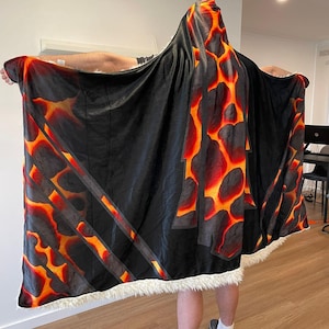 Runescape Infernal Max Cape Hooded Blanket, Old School Runescape Cape Inferno Homeware Gift, High Quality Sherpa Gifts, OSRS Blankets, Zuk