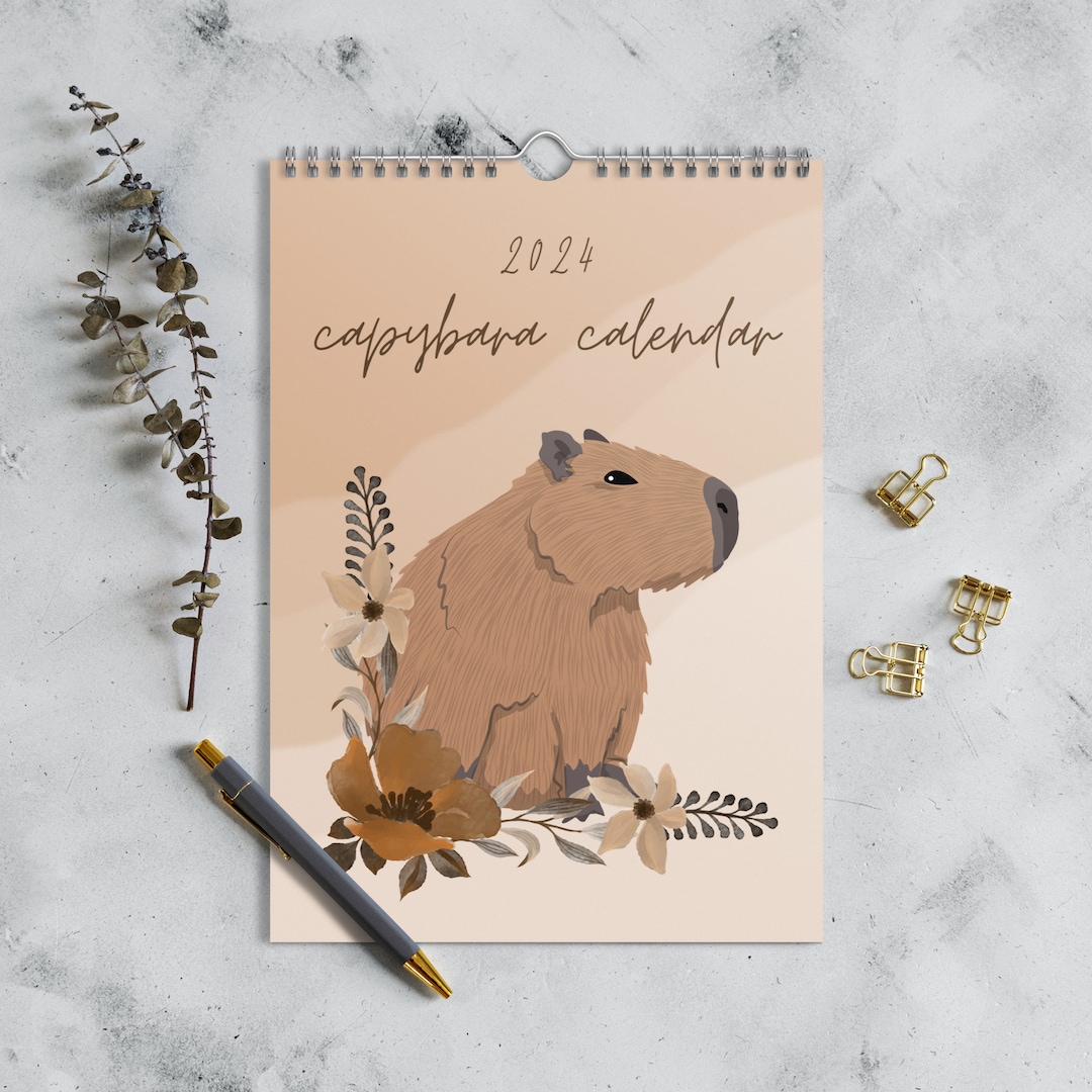 Capybara Cute Funny Wall Calendar 2024 Capybara Christmas Etsy
