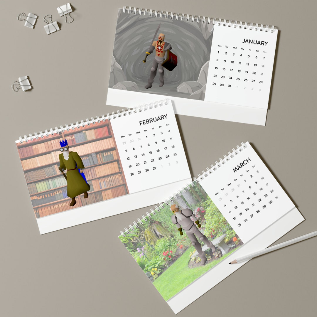 Runescape FUNNY Calendar NPCS 2024 Gift, Old School Runescape Desk Flip