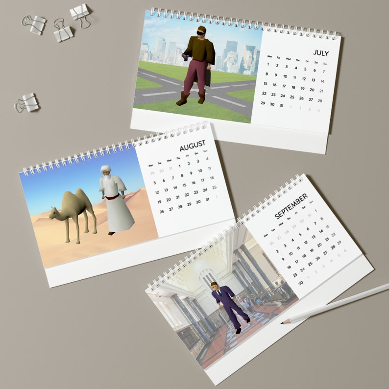 Runescape FUNNY Calendar NPCS 2024 Gift, Old School Runescape Desk Flip